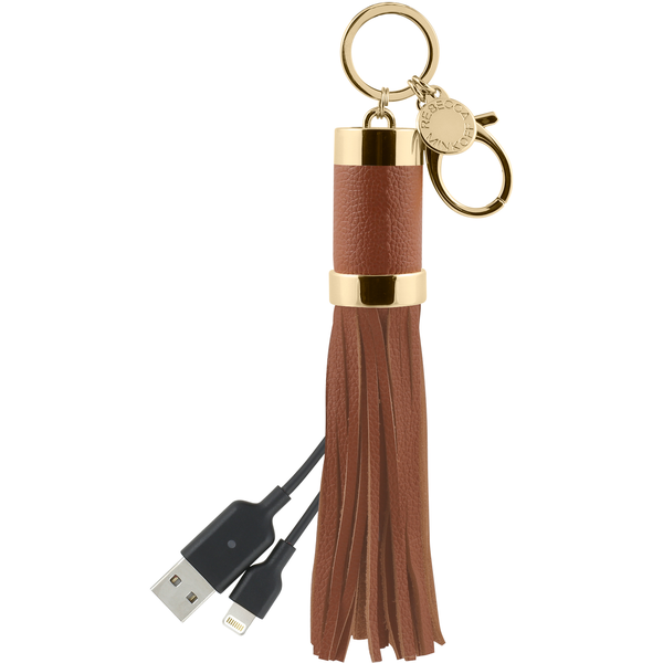 Rebecca Minkoff Power Leather Tassel Lightning Keychain (900mAh) - Brown